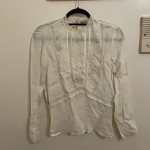 Zara Basic White Peasant Blouse.